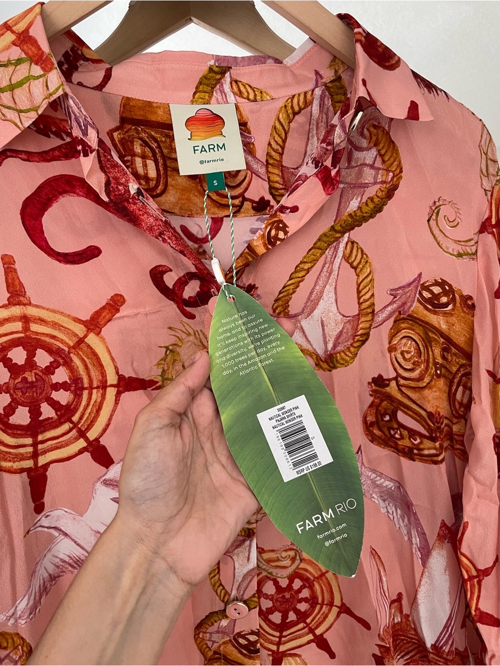 FARM RIO Nautical Wonder Printed Buttondown Long Sleeve Shirt - Picture 7 of 8
